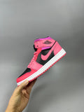Jordan 1 Mid Pink and Black High-Top Sneakers