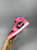 Jordan 1 Mid Pink and Black High-Top Sneakers