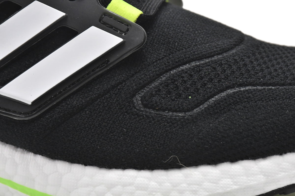 adidas UltraBoost 22 Black Solar Green Running Shoes GX6640