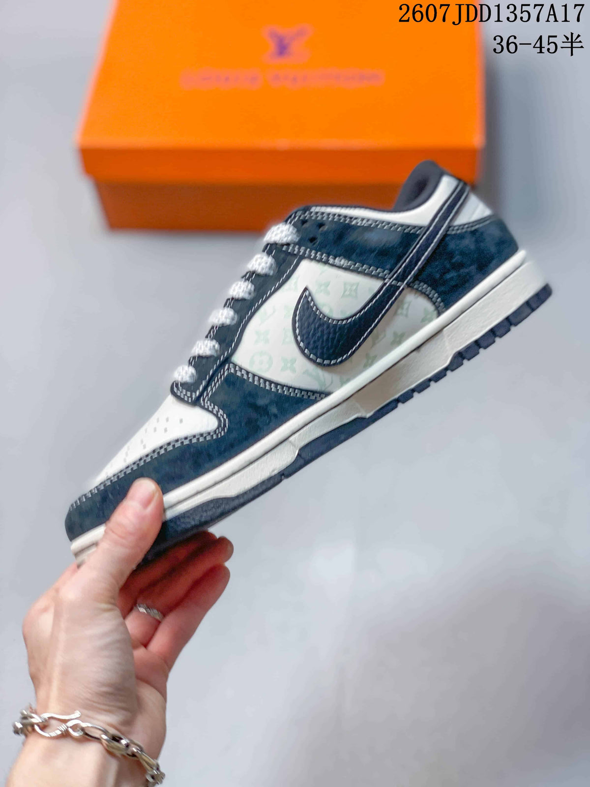 Nike SB Dunk Low Navy and White Sneakers 2607JDD1357A17
