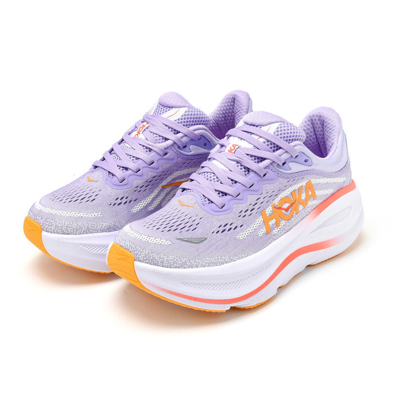 HOKA Bondi 9 Running Shoes in Lavender and Orange