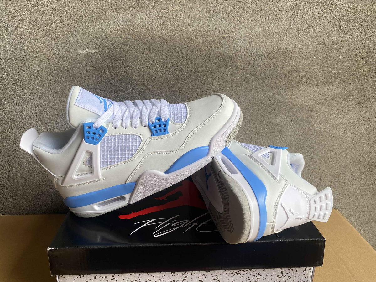 Air Jordan 4 White and Blue Sneakers