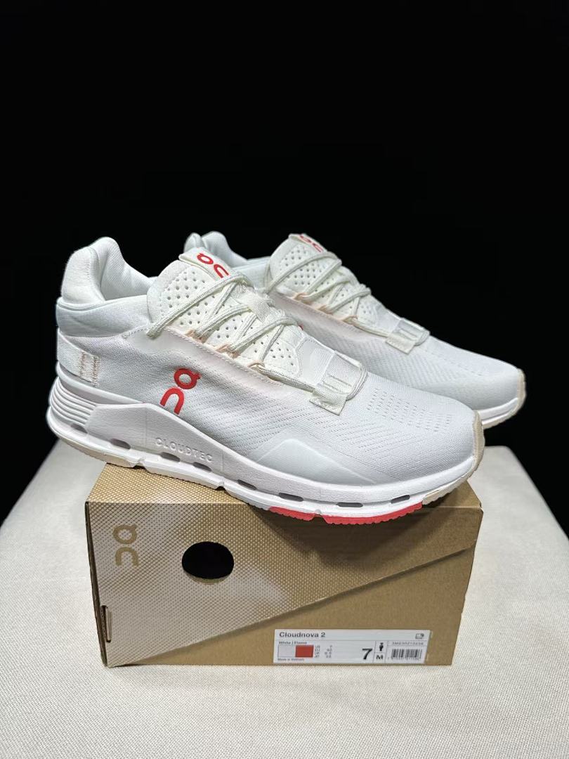 On Cloudnova 2 Sneakers, White and Flame