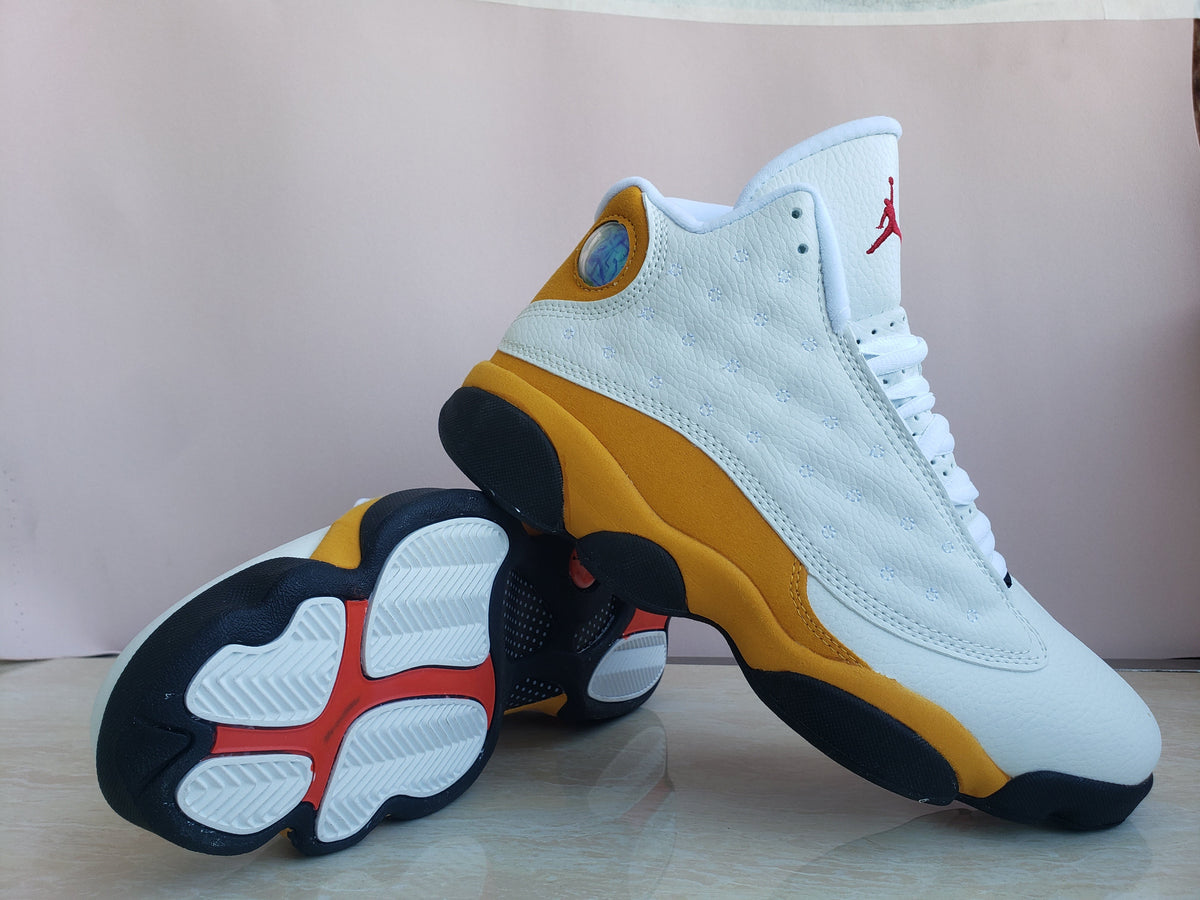 Air Jordan 13 White and Yellow Basketball Sneakers