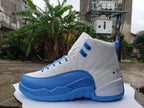 Jordan Air Jordan 12 White and Blue High-Top Sneakers