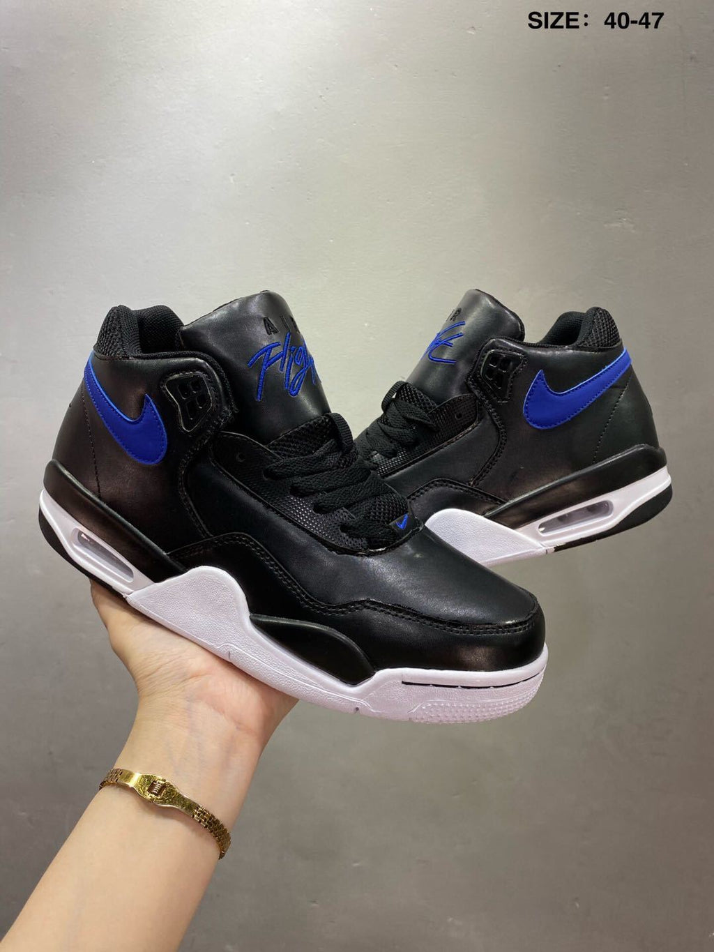 Nike Air Flight 89 Black and Royal Blue Sneakers