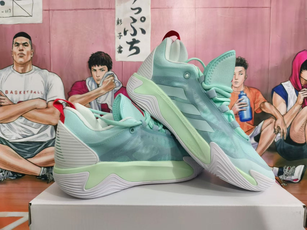 Basketball Sneakers in Mint Green and White