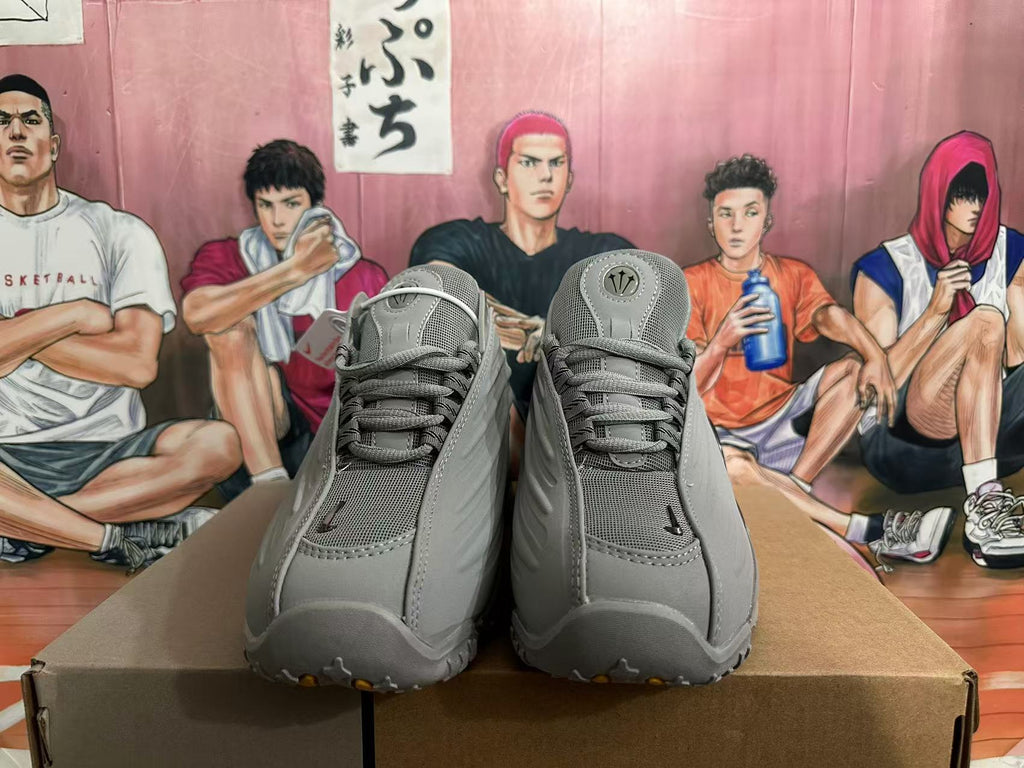 Grey and Black Basketball Sneakers with Sculpted Side Panels