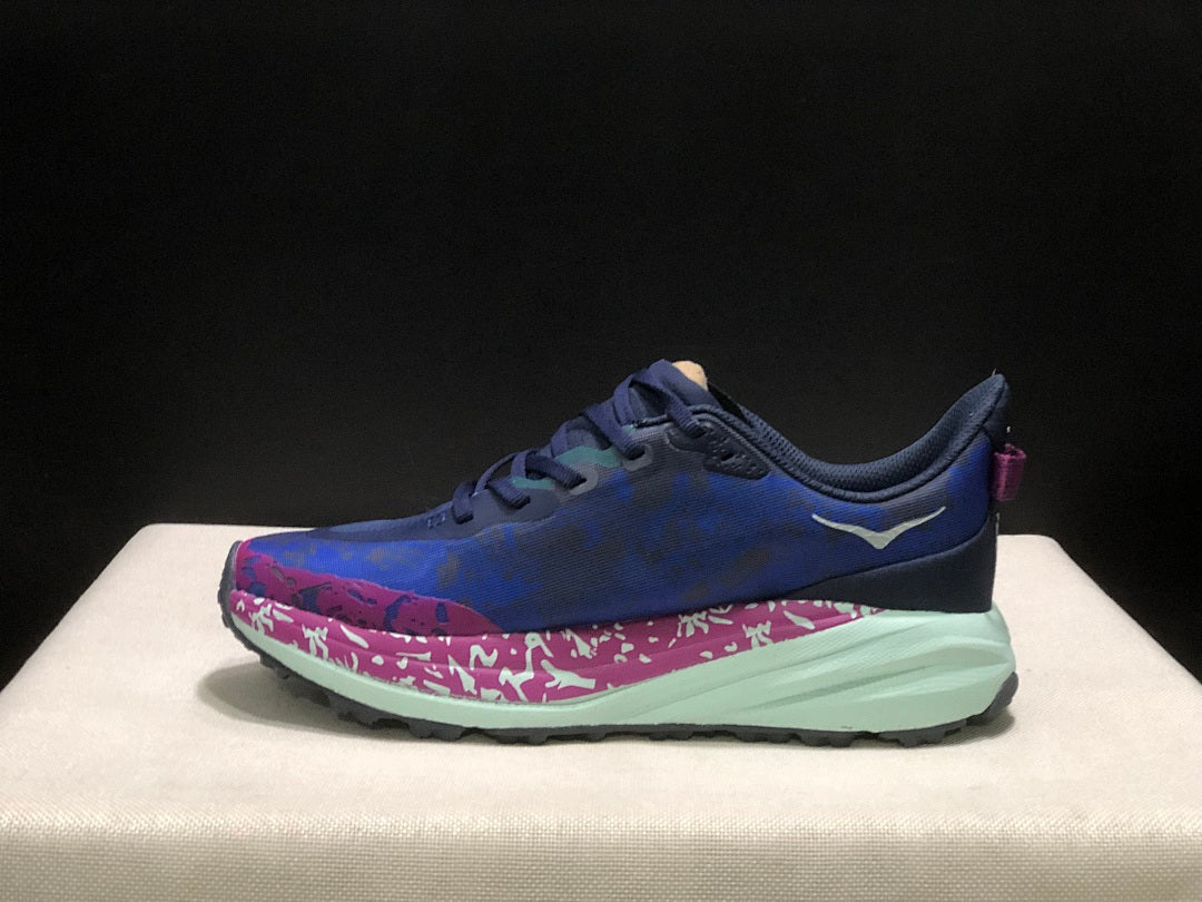 HOKA Speedgoat 6 Trail Running Shoes, Blue and Pink