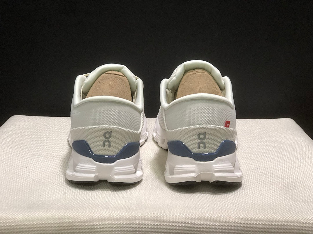 On Cloud X 4 Ivory and Blue Sneakers