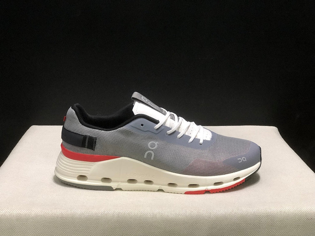 On Cloudnova Form 2 Sneakers in Fog Gray and Red