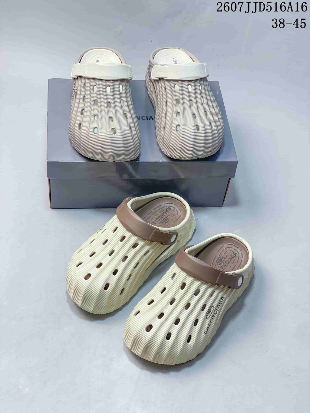 BELANCIAGA Ribbed Clog Sandals Cream 2607JJD516A16