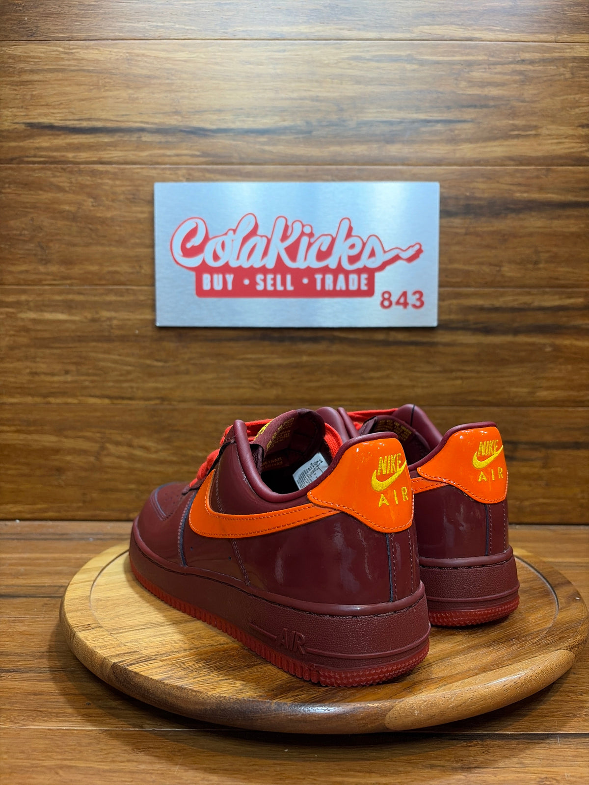 Nike Air Force 1 Low Patent Leather Dark Team Red Safety Orange