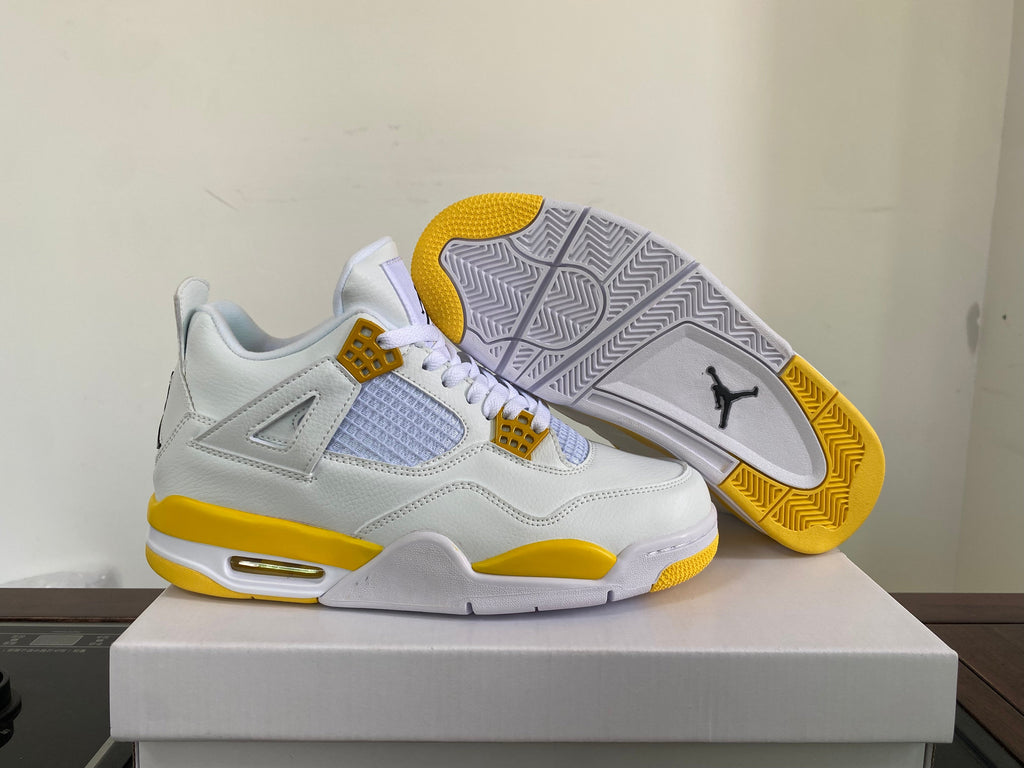 Jordan 4 Retro Sneakers in White, Purple, Brown and Yellow