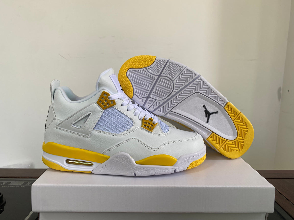 Jordan 4 Retro Sneakers in White, Purple, Brown and Yellow
