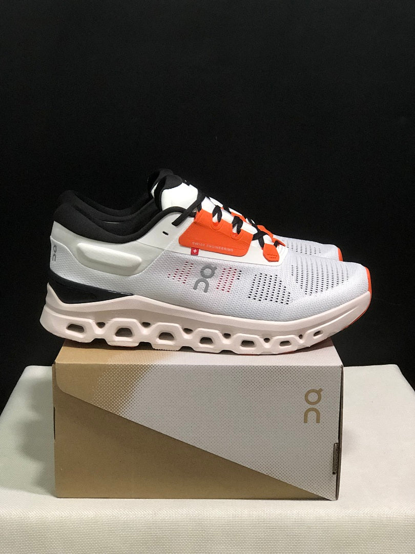 On Cloudstratus 3 Running Shoes in White and Orange