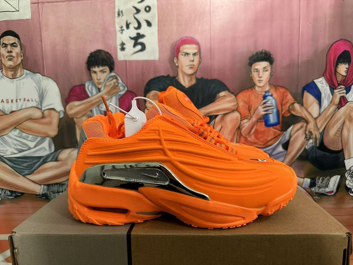 Orange Low-Top Sneakers with Metallic Side Panels