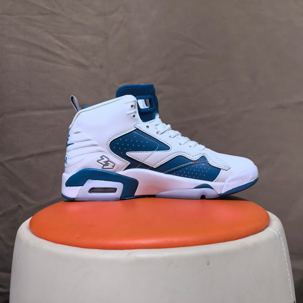 Jordan 6 Retro White and Blue High-Top Sneakers