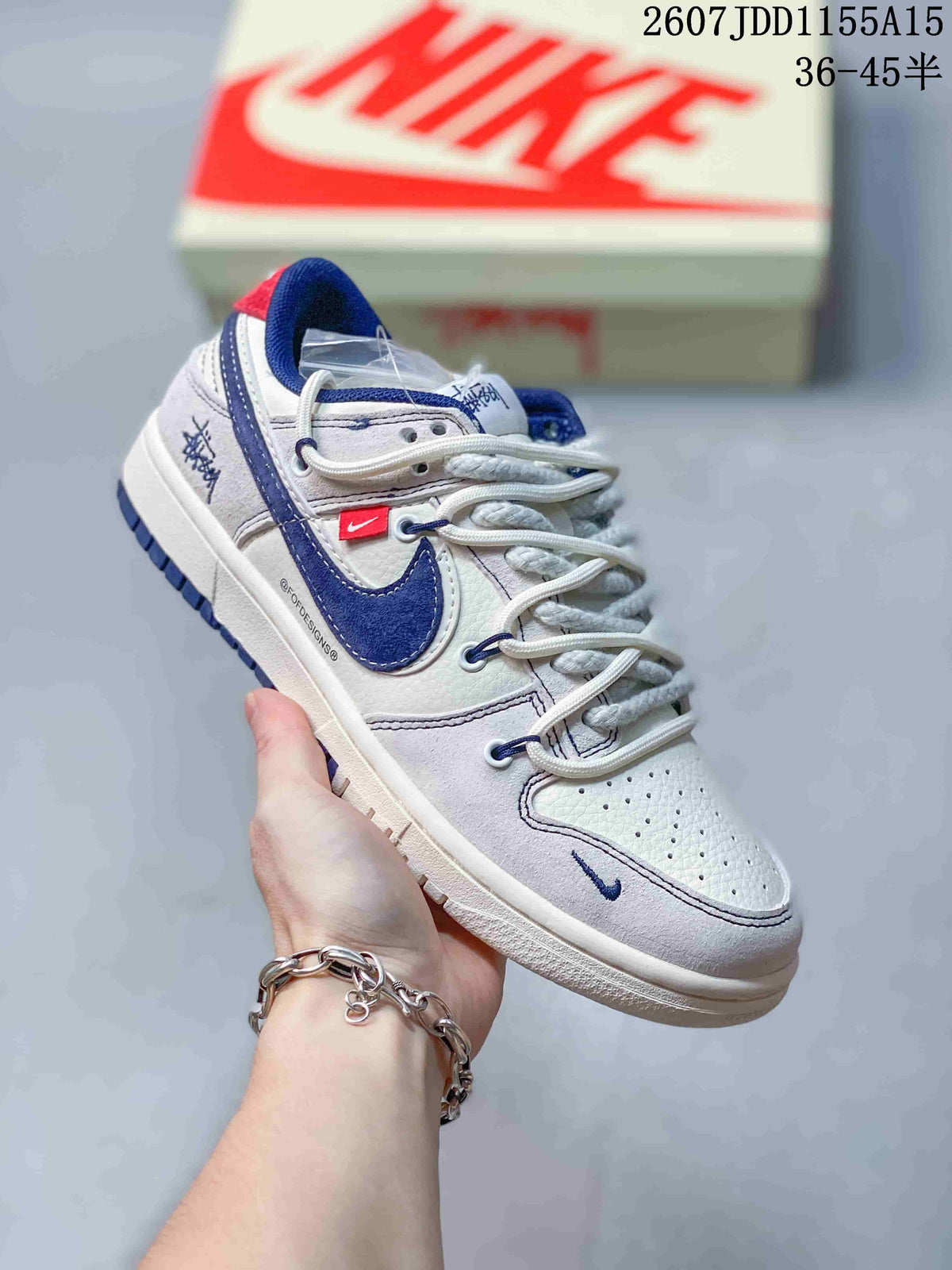 Nike SB Dunk Low Stussy White Grey Navy Sneakers
