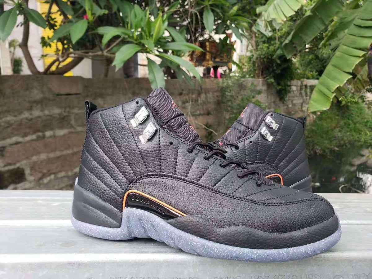 Jordan 12 High-Top Sneakers in Black with Speckled Sole