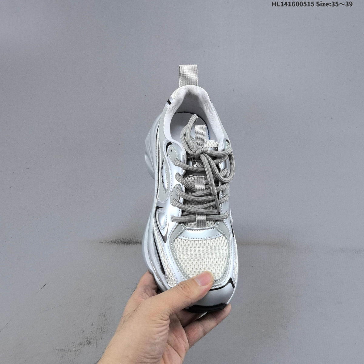 GG-CC G23X4317B Chunky Platform Sneakers, Silver and White