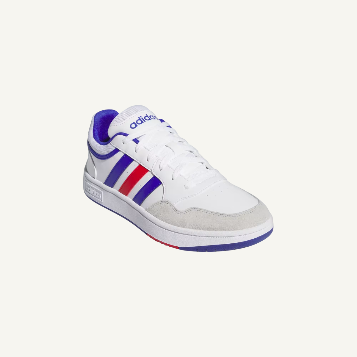 Adidas Men's White/Blue/Scarlet Hoops 3.0 Low Sneakers, IH0335 (No Box)