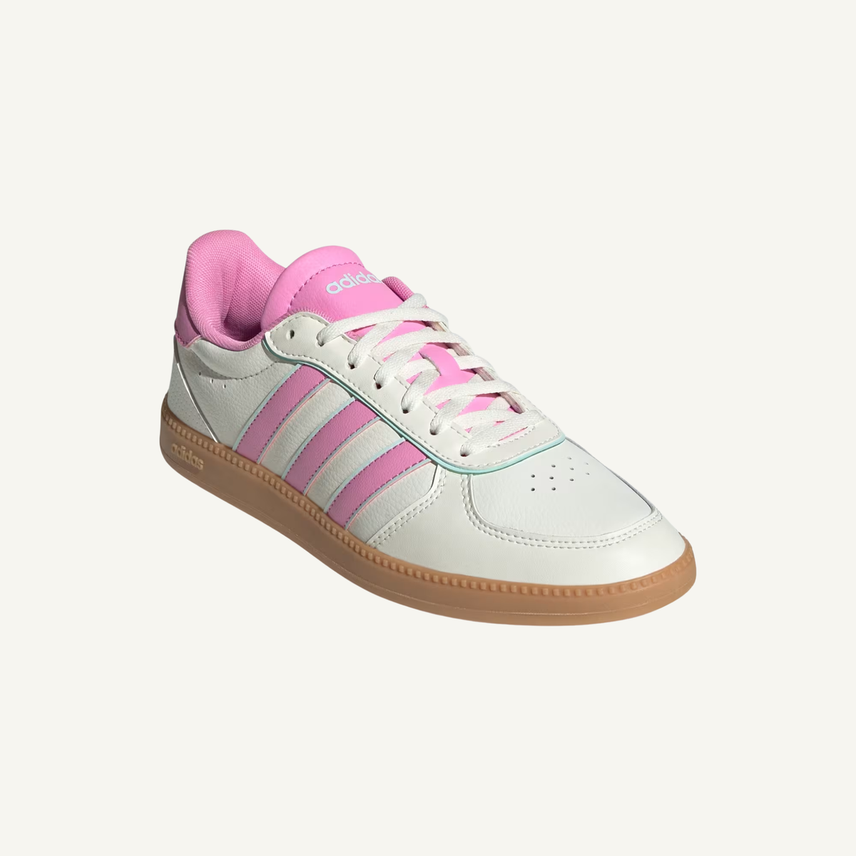 Adidas Women's White/Bliss Pink Breaknet Sleek Sneakers, JH6879 (No Box)