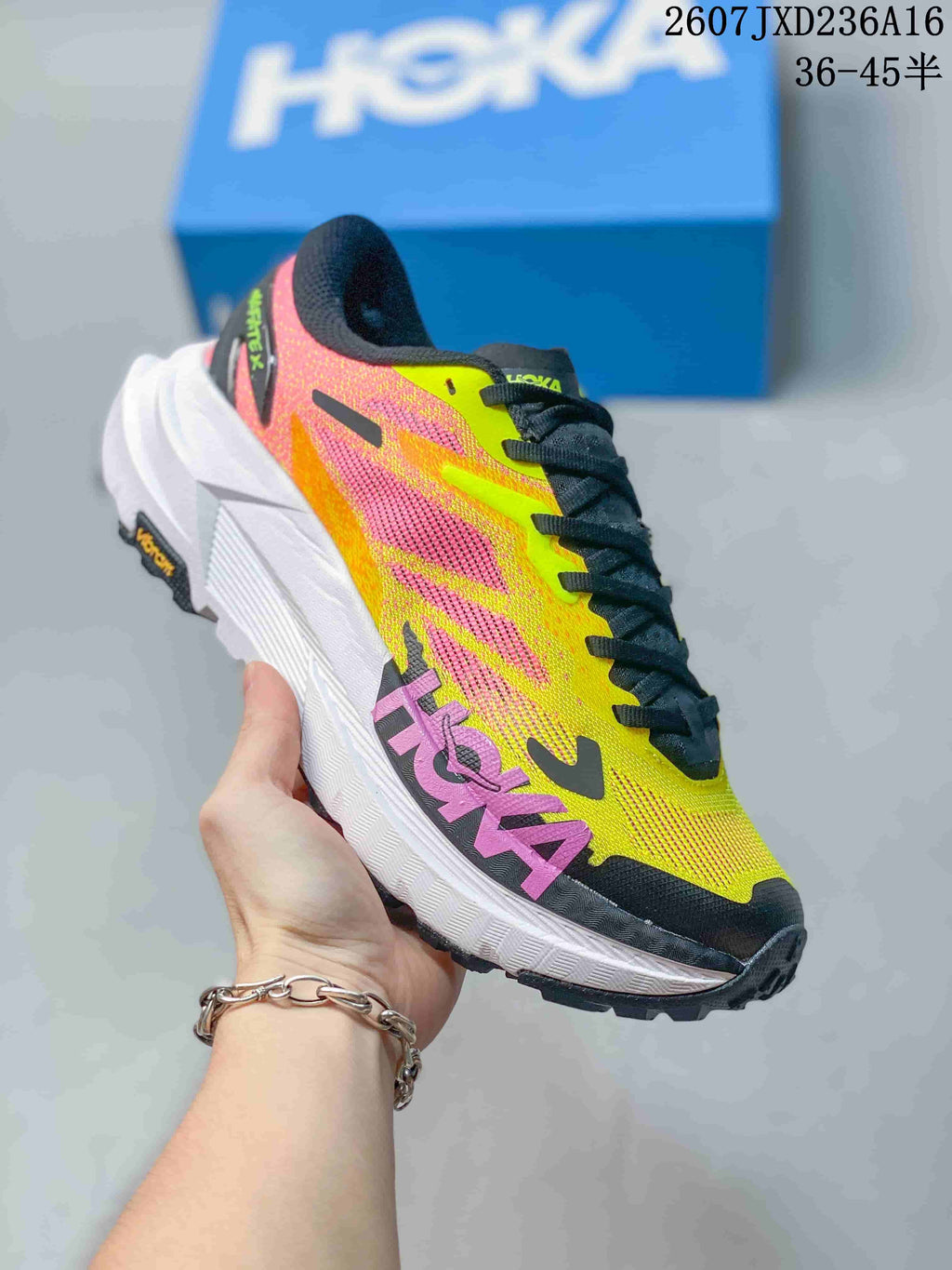 Hoka MAFATE X Trail Running Shoes Coral and Yellow