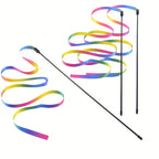 Double-Sided Rainbow Ribbon Wand Cat Toy