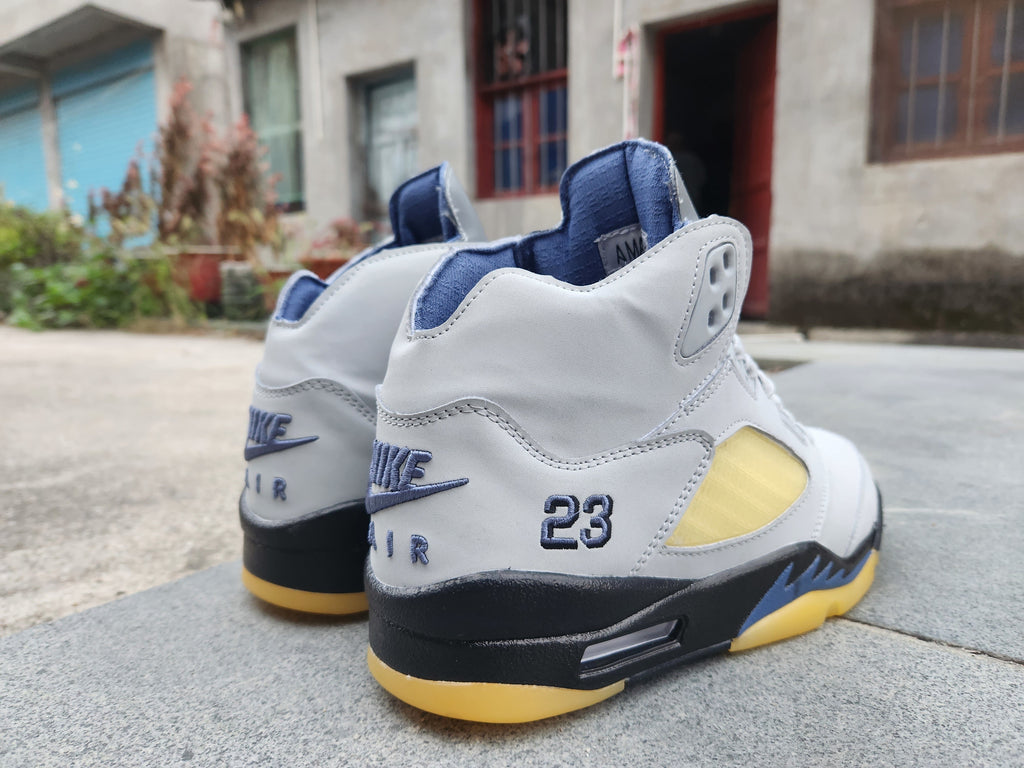 Air Jordan 5 High-Top Sneakers in Black and Yellow