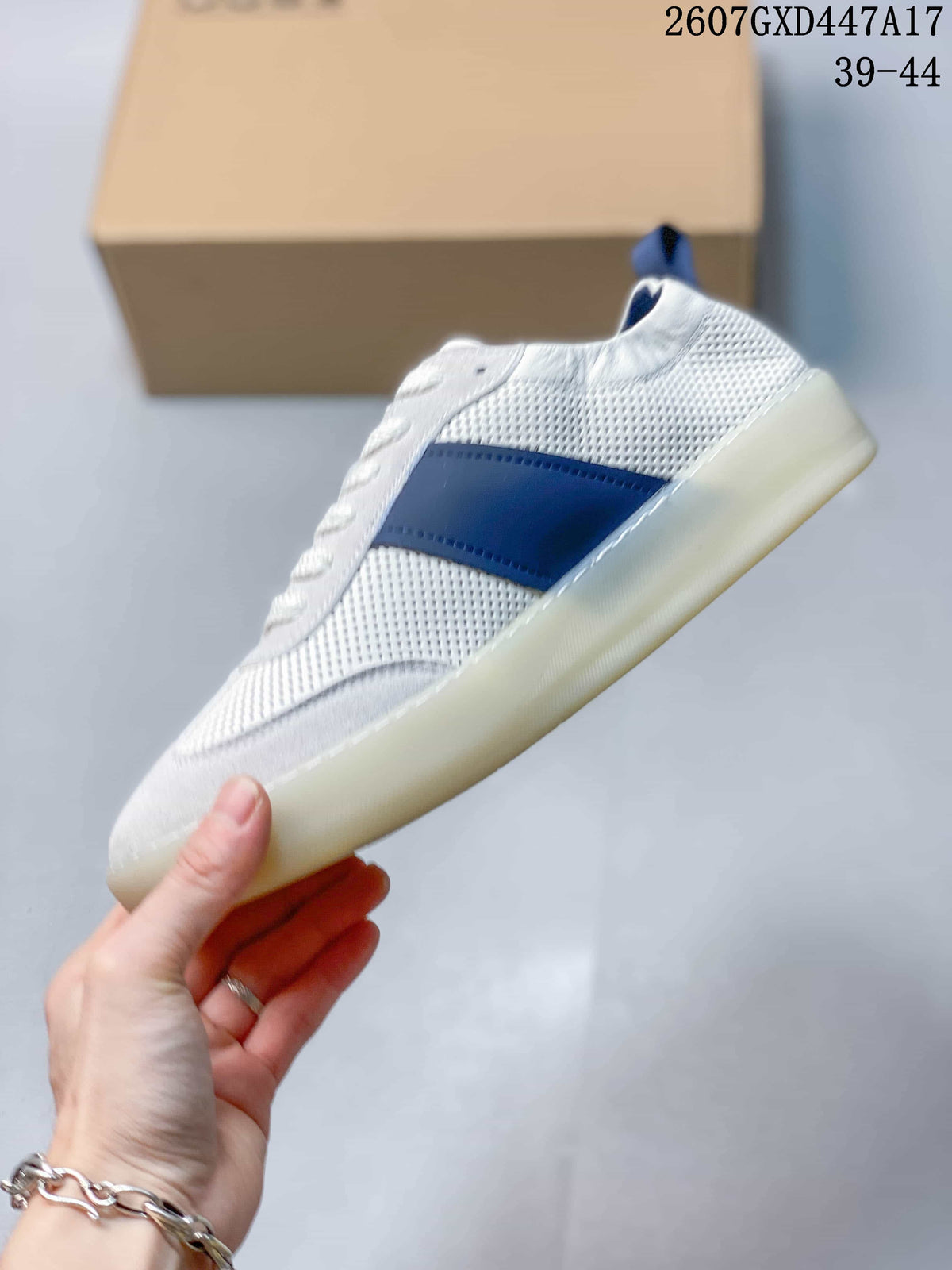 ECCO 2607GXD447A17 White and Blue Perforated Sneakers