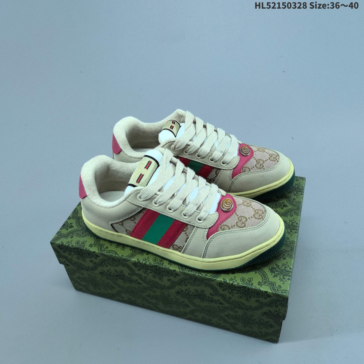 Gucci Screener Distressed Low-Top Sneakers