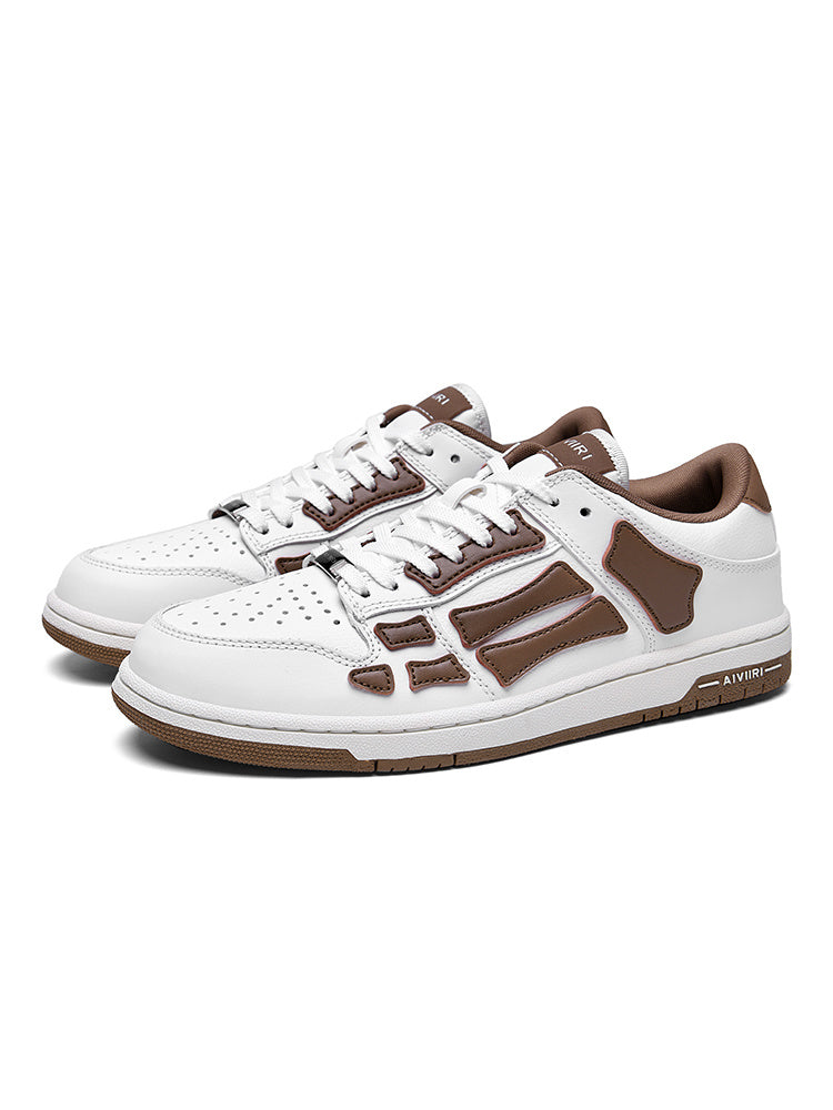 AIVIRI MFS003-126 White and Brown Low-Top Sneakers