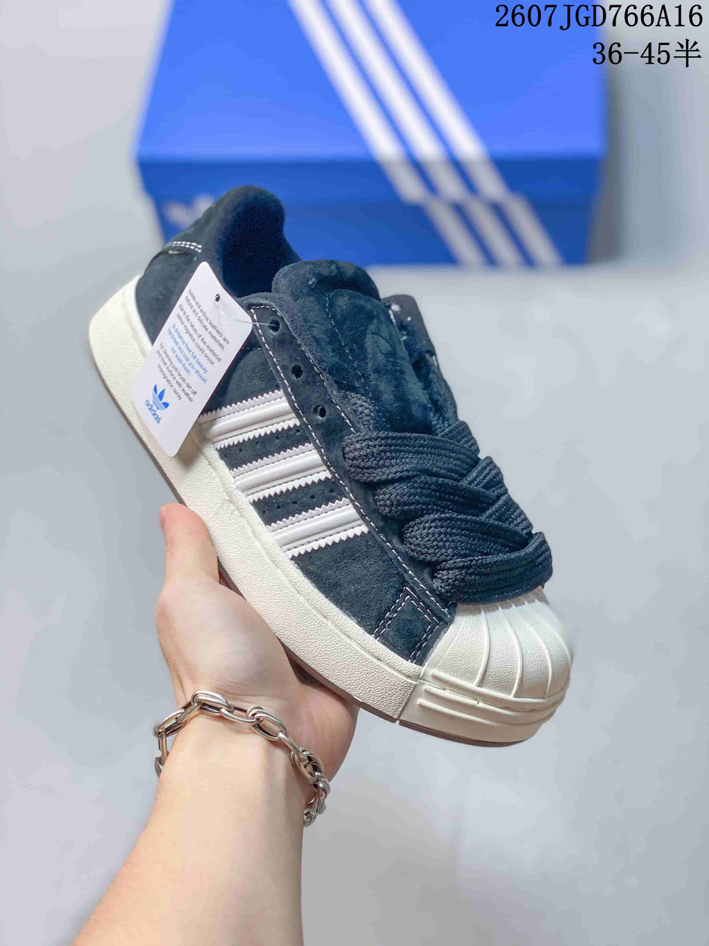 adidas Superstar Shell-Toe Sneakers Black/Gray 2607JGD766A16