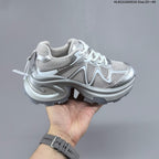 GG-CC Chunky Low-Top Sneakers in Silver and White