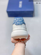 Dior White and Blue Low-Top Sneakers 2607GDD605A15