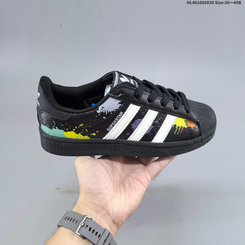 Adidas Originals Superstar Low-Top Sneakers, Black Graphic