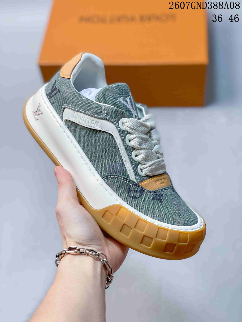 Louis Vuitton Tilted Low-Top Sneakers in Green Monogram