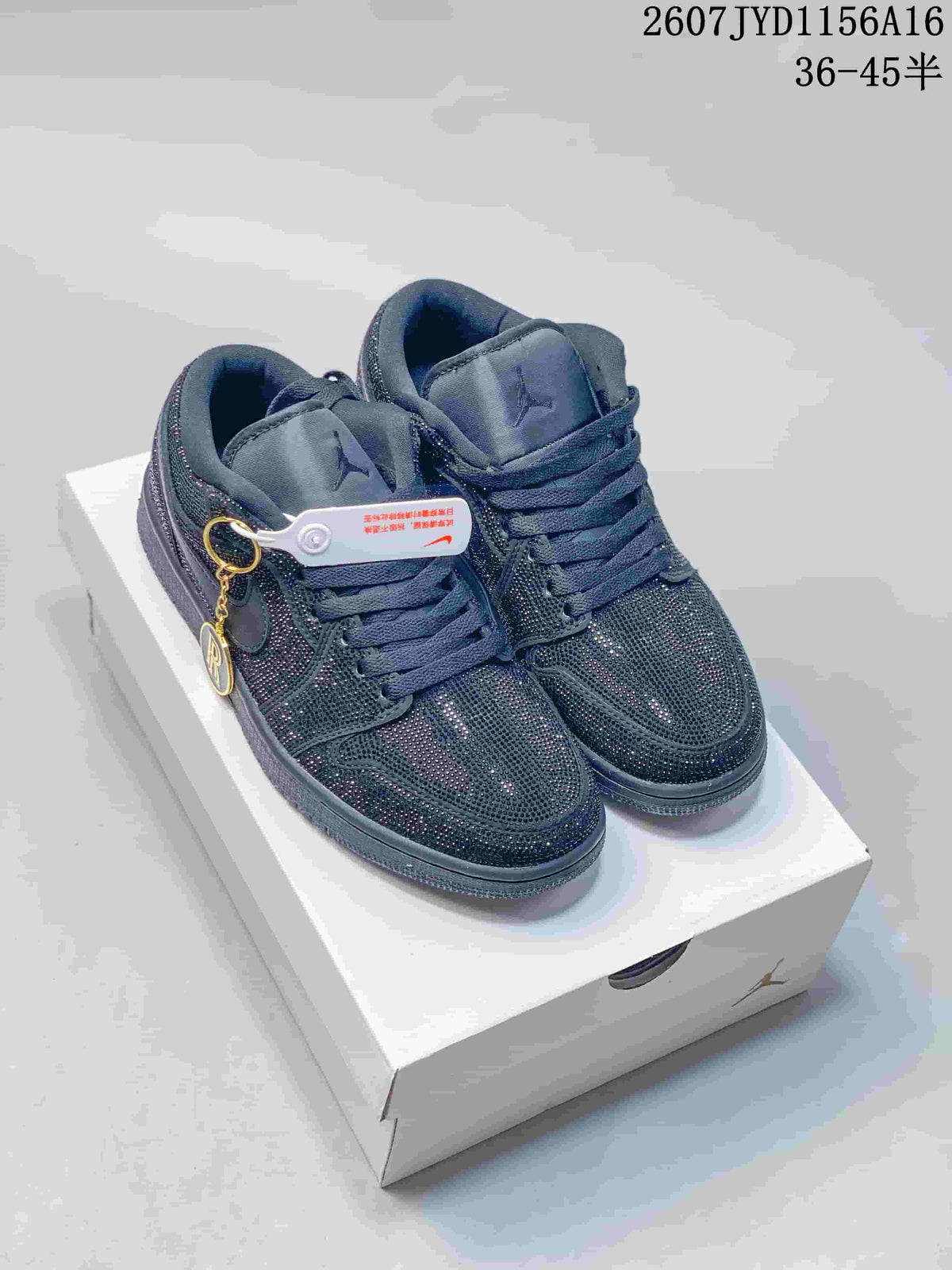 Jordan Air Jordan 1 Black Embellished Low-Top Sneakers