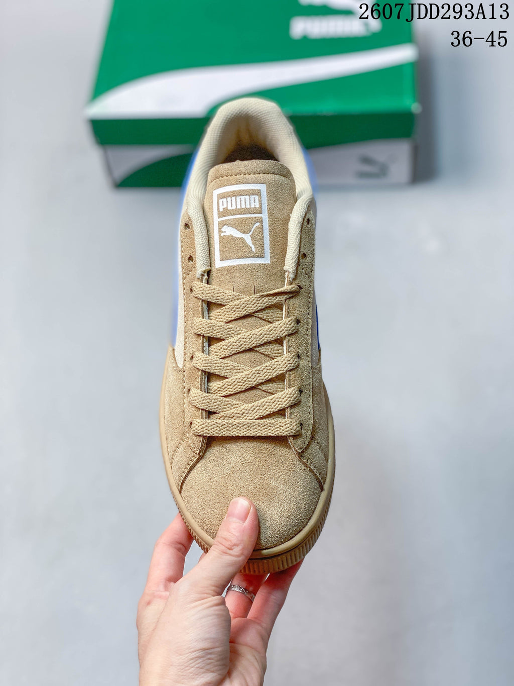PUMA BMW MMS Suede XL Sneakers Tan and Blue 2607JDD293A13