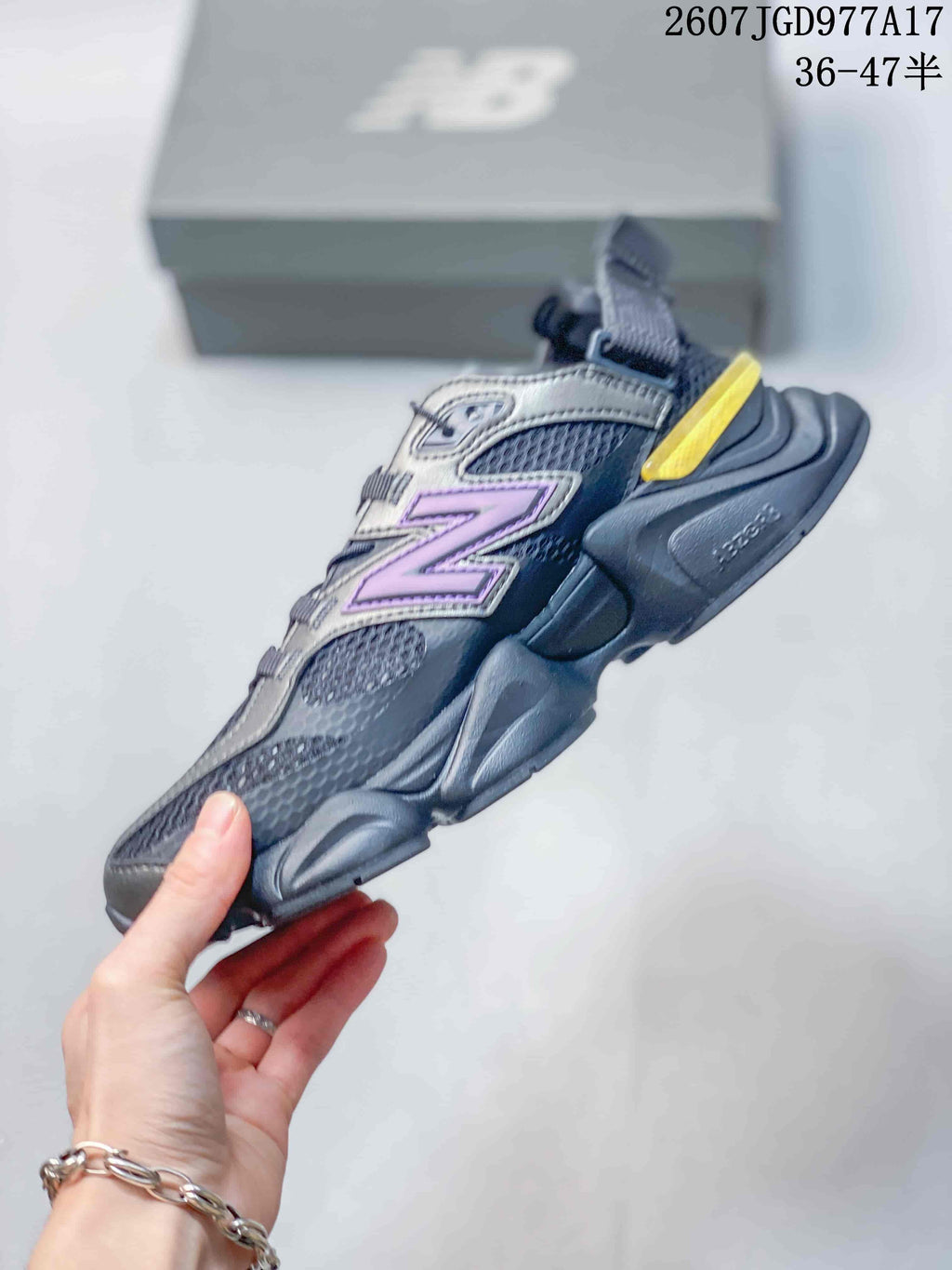 New Balance 9060 Black Purple Mule Sneakers