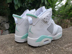 Jordan 6 High-Top Sneakers in White, Grey and Mint