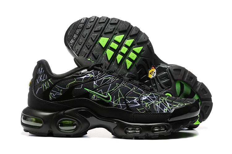 Nike Air Max Plus Black and Green Pattern Sneakers 8909-706