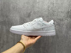 Jordan 1 Low White Sneaker with Swoosh Detail