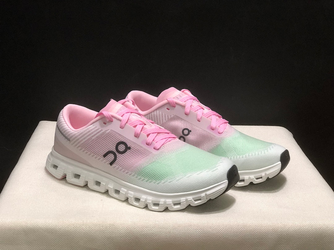 On Cloud 6 Push Sneakers in Pink, Green and White