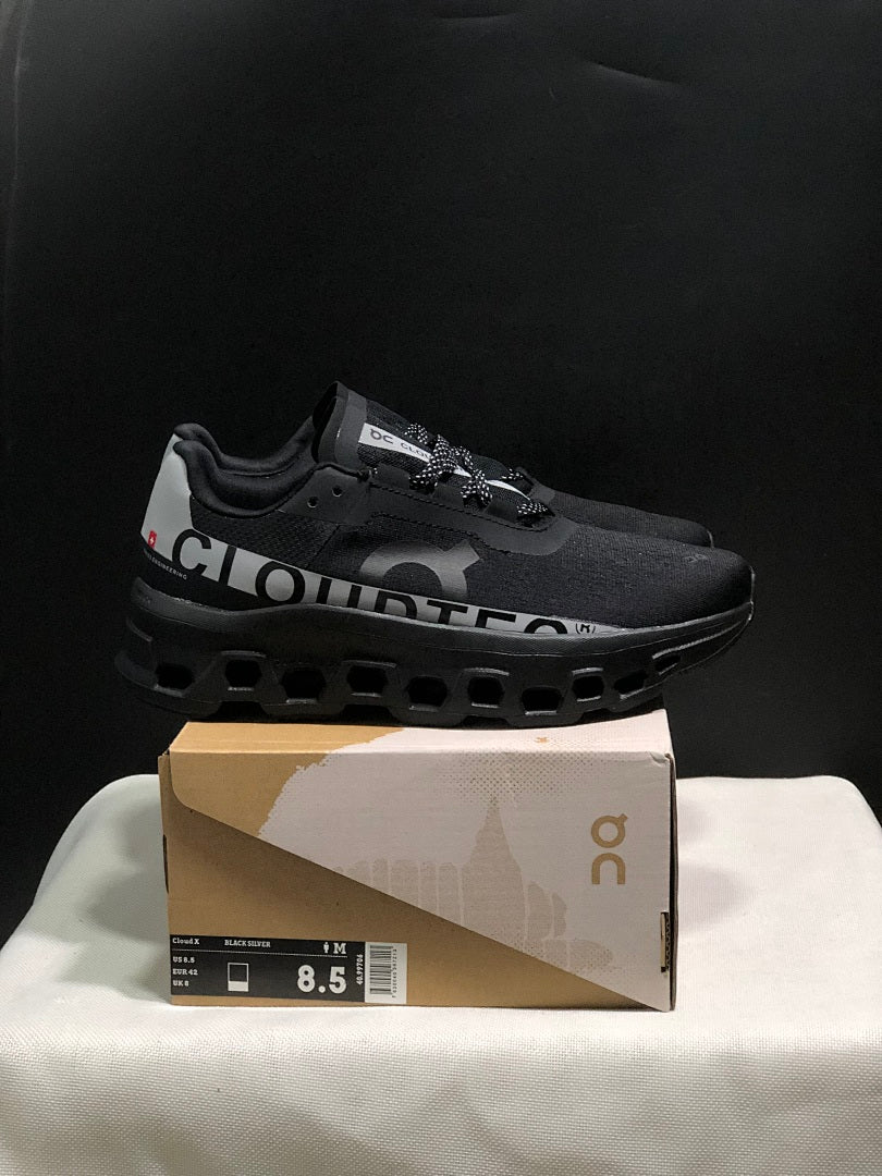 On Cloud X Sneakers in Black and Silver