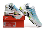 Nike Air Max Plus Sneakers in White, Aqua and Volt