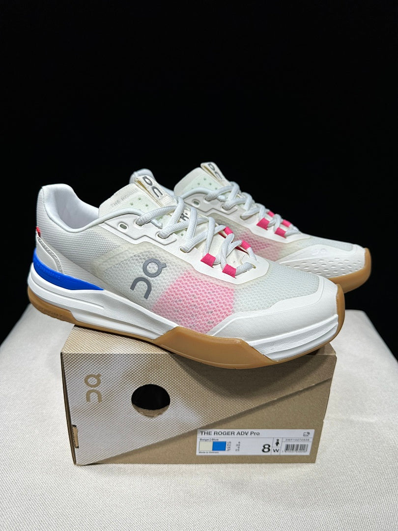 On The Roger Advantage Pro Tennis Shoes, White Blue Pink