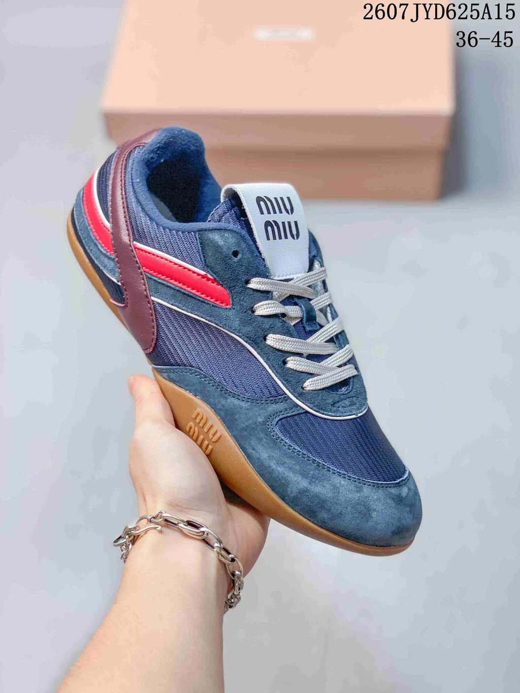 Miu Miu Gymnasium Low-Top Sneakers Navy Red 2607JYD625A15
