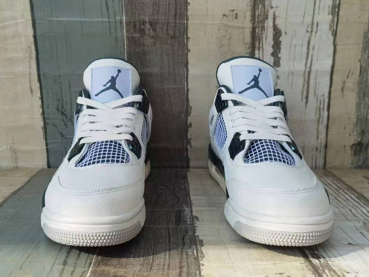 Jordan 4 White and Dark Green Sneakers